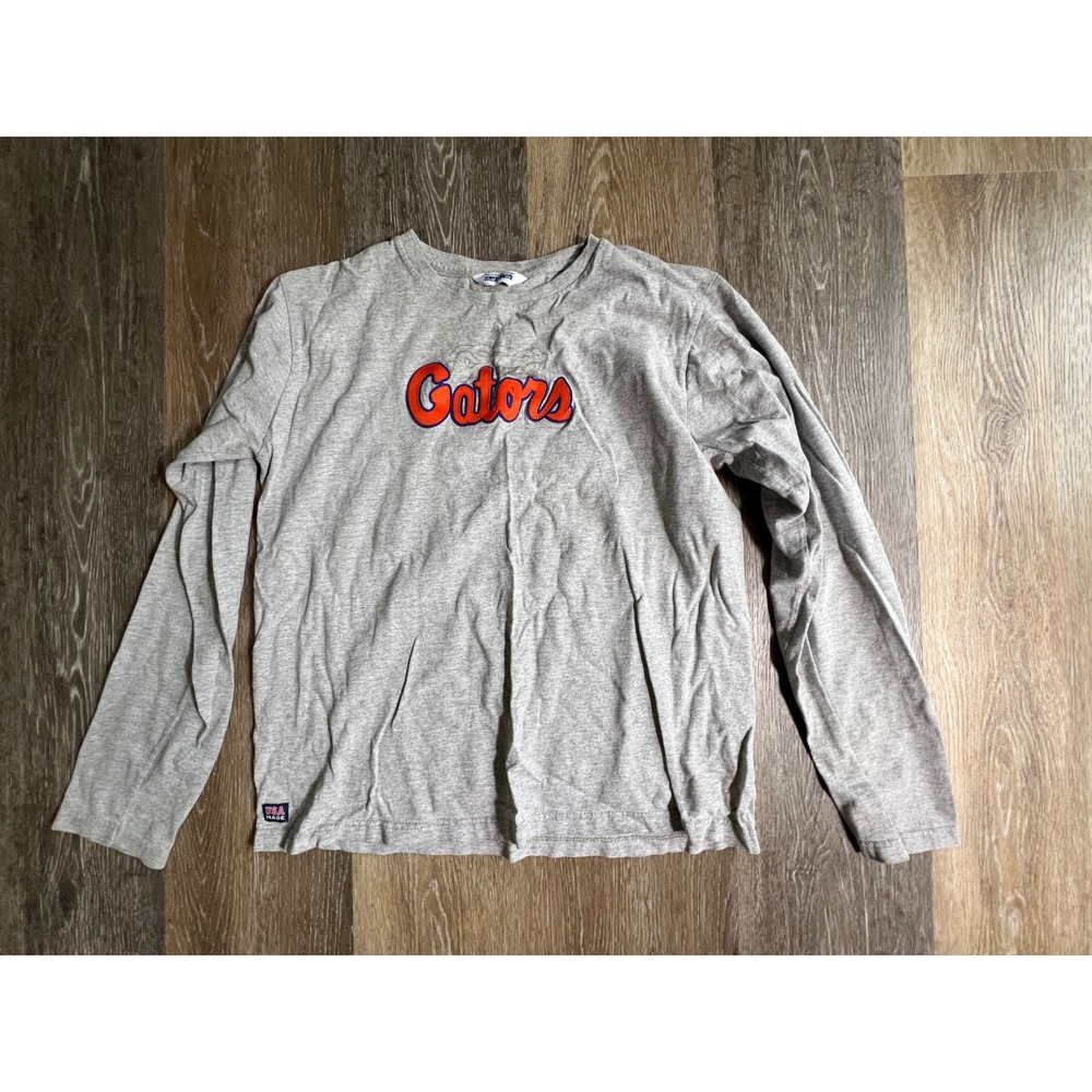 The Cotton Exchange Long Sleeve T-Shirt Mens L Gray Gators Embroidered USA Made